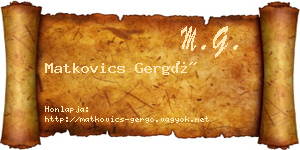 Matkovics Gergő névjegykártya