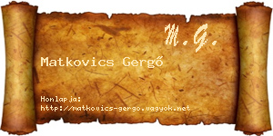 Matkovics Gergő névjegykártya